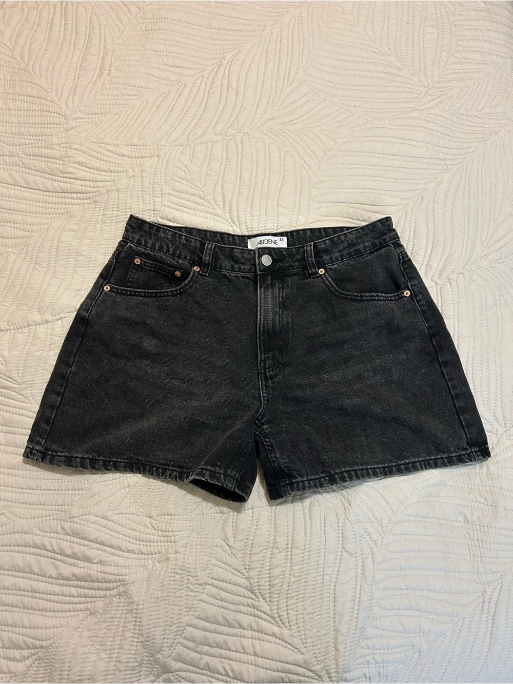 100% Cotton Washed Black High-Rise Wide Leg Denim Shorts Size 13